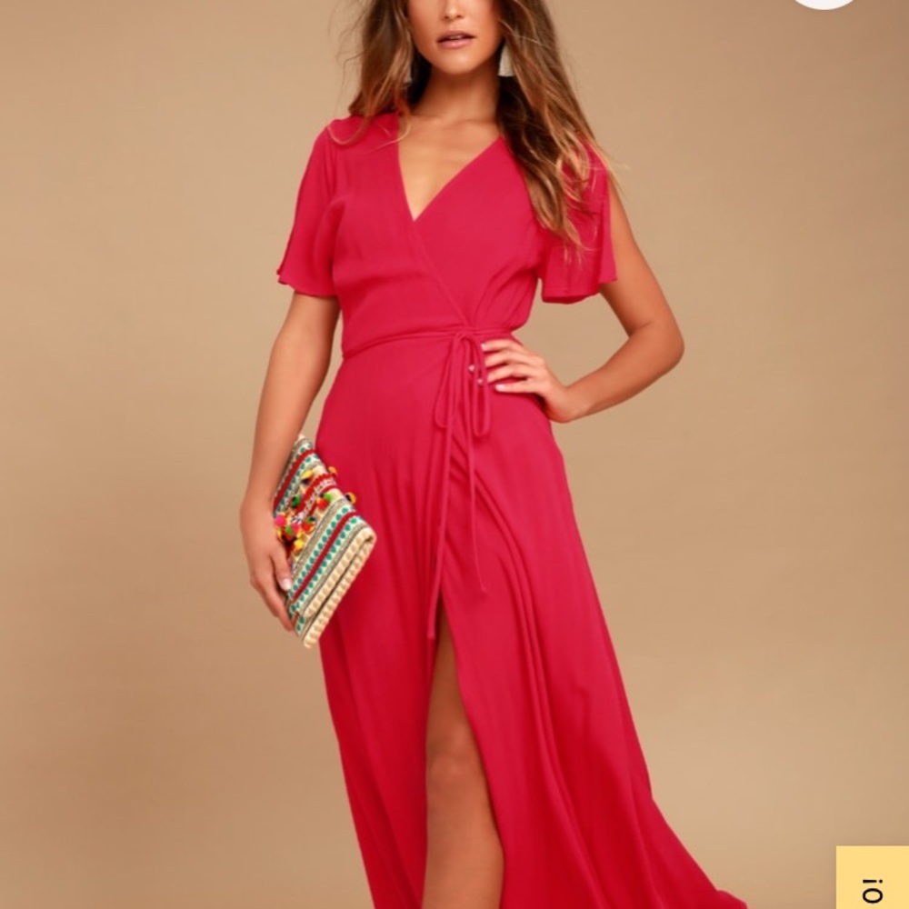 Lulu’s sexy red wrap maxi dress